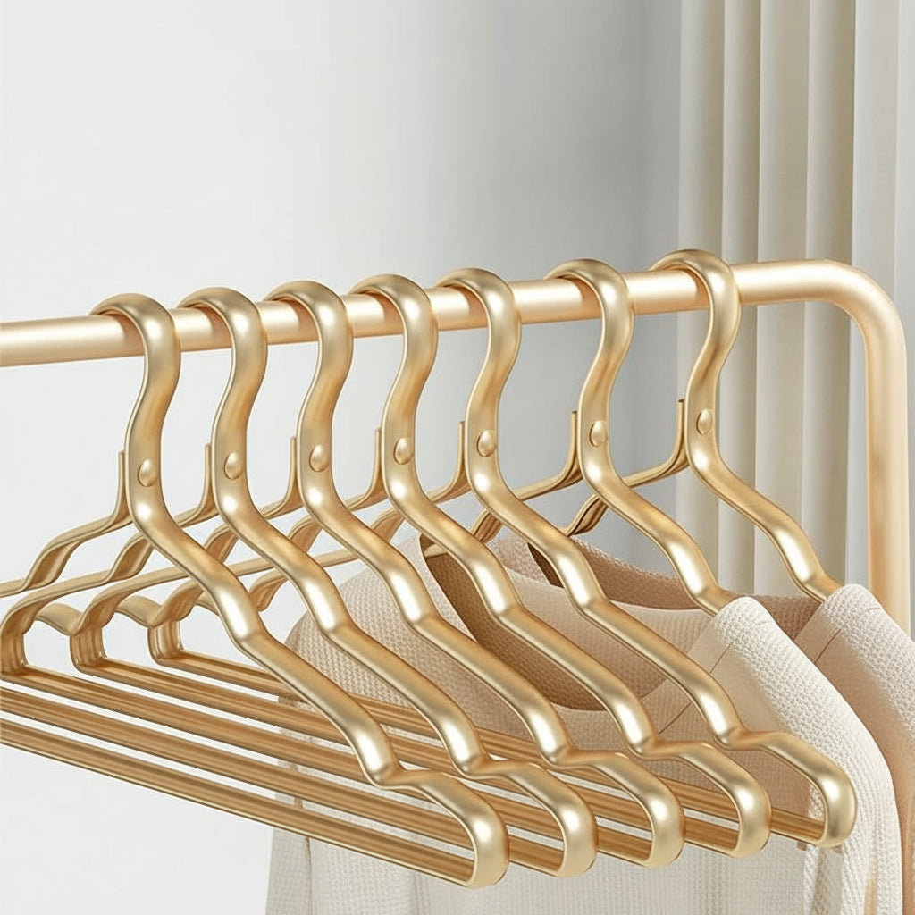 Cintre pour étendoir à linge aluminium doré