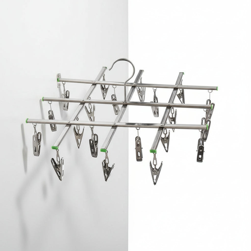 Petit étendoir à linge inox à pinces