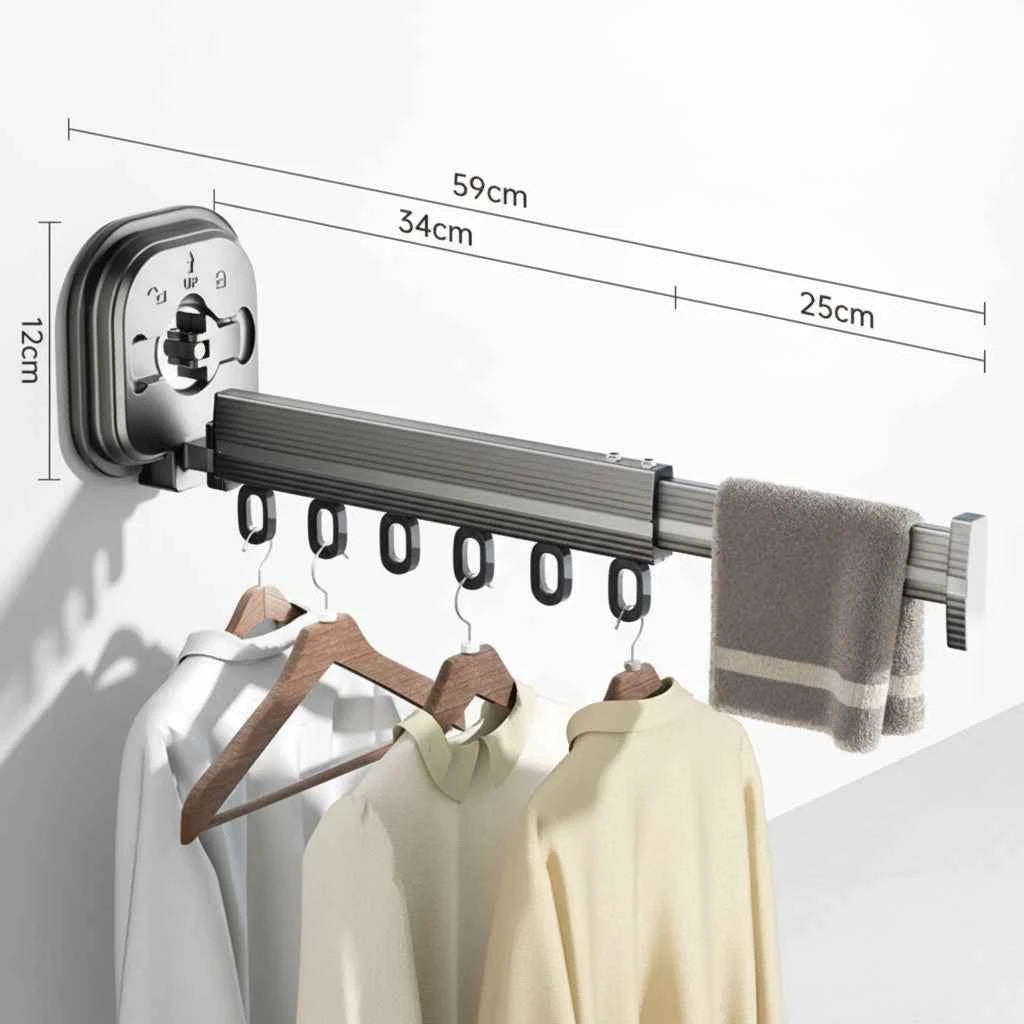 Étendoir à linge mural rétractable en aluminium pliable