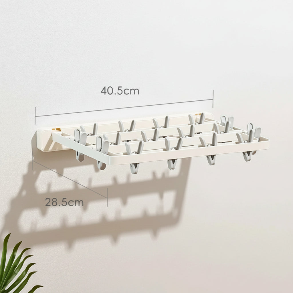 Étendoir à linge mural rabattable avec pinces socks