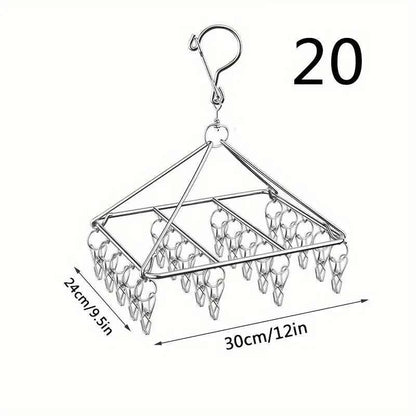 Petit étendoir à linge inox pliable clips multiples