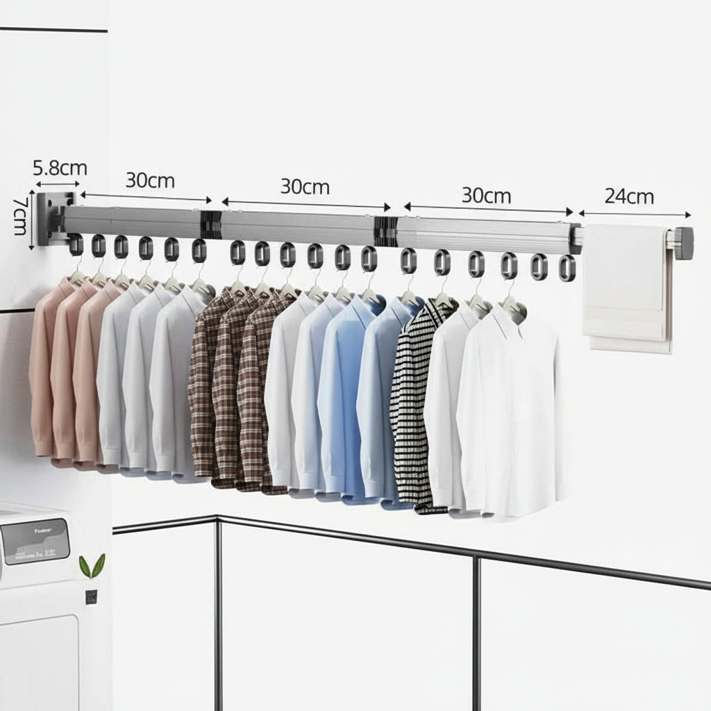 Étendoir à linge mural rétractable en aluminium pliable