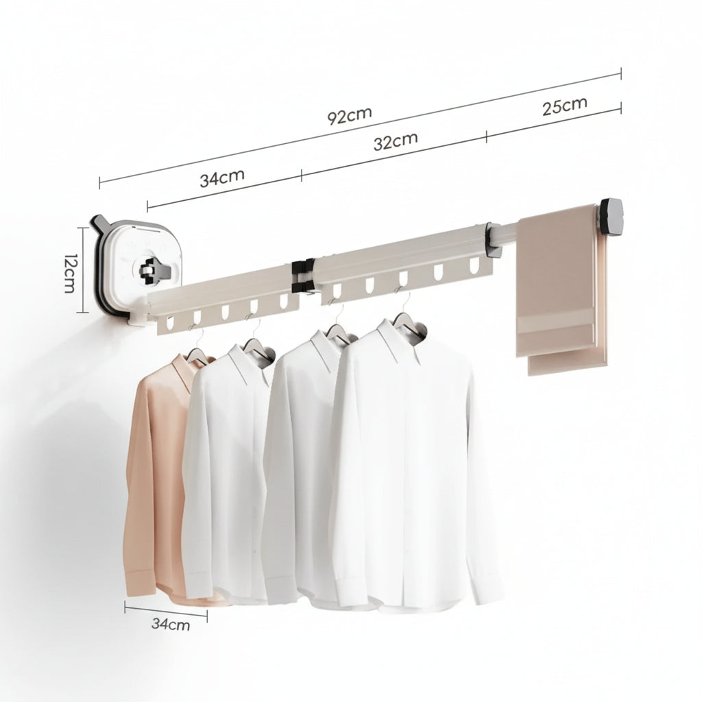 Étendoir à linge mural rétractable en aluminium