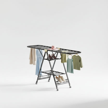 Étendoir à linge pliable en acier carbone mobile