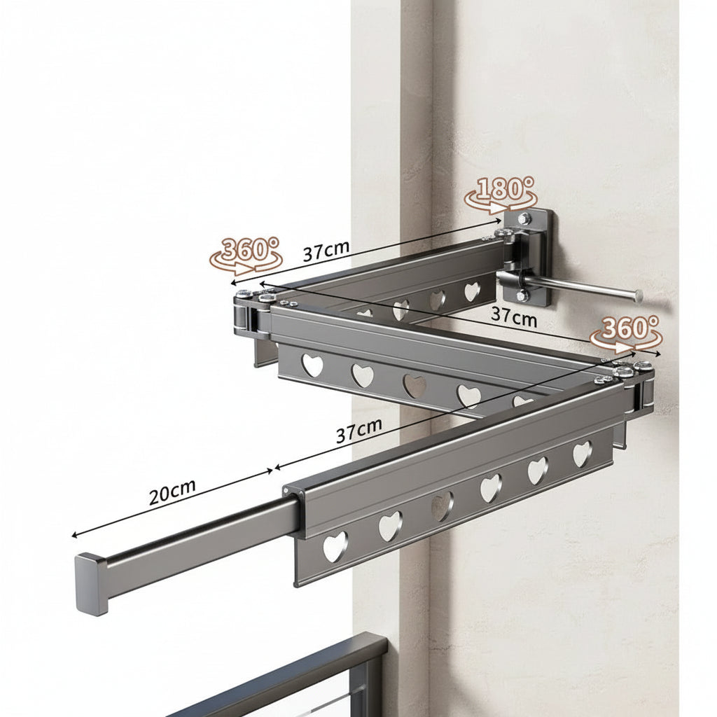 Étendoir à linge mural rétractable en aluminium pliable