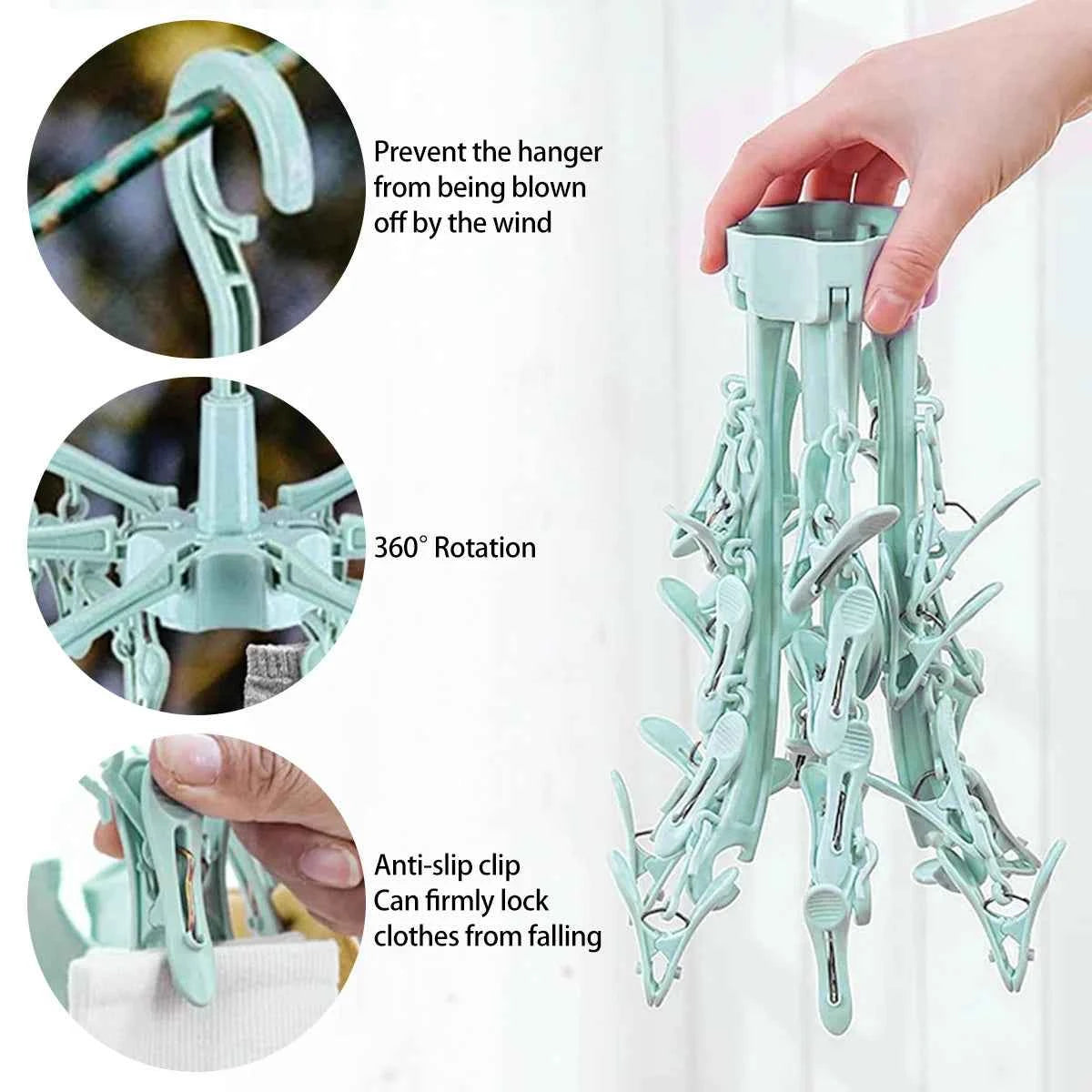 Petit étendoir à linge 24 pinces pliable rotatif