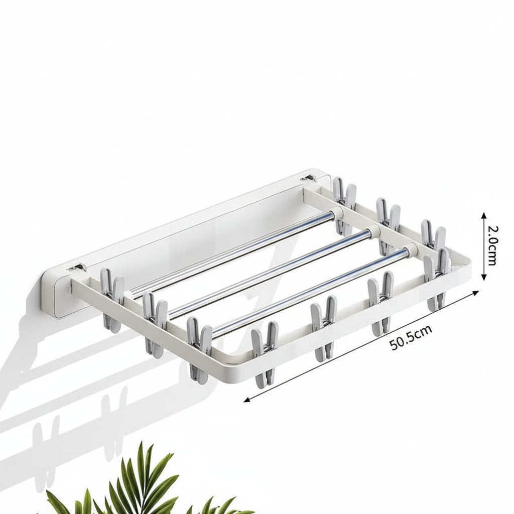 Étendoir à linge mural rabattable avec pinces socks