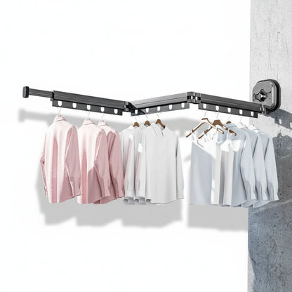 Étendoir à linge mural rétractable aluminium sans perçage