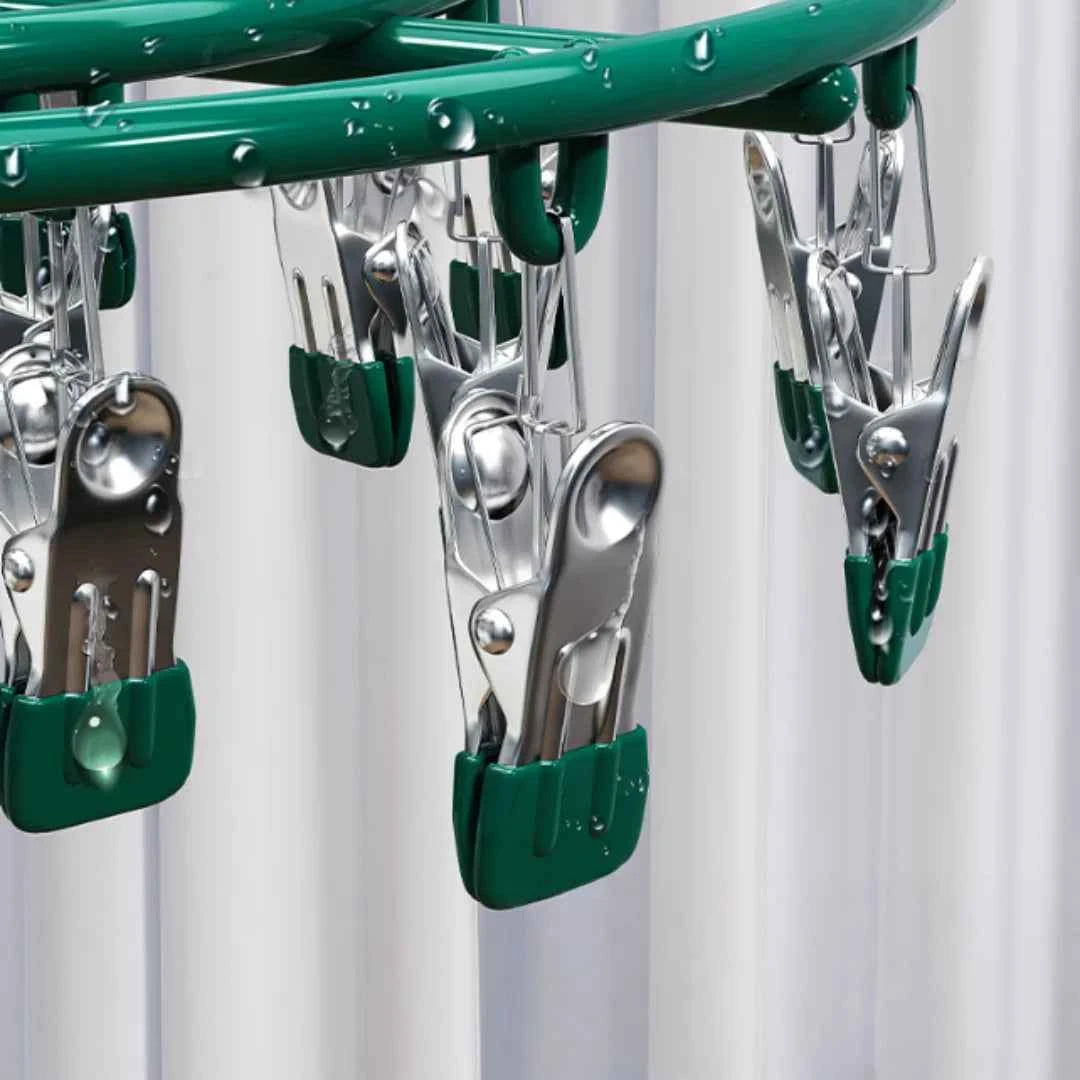 Petit étendoir à linge rond 24 pinces pliable