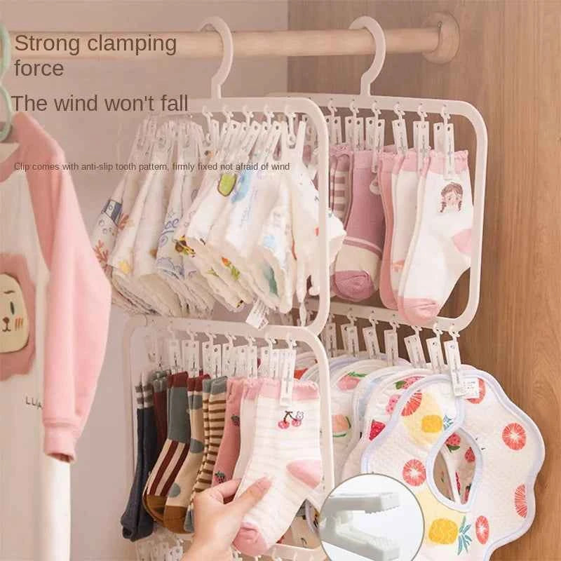 Petit étendoir à linge pliable multi-pinces