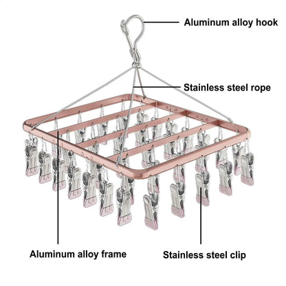 Étendoir à linge en aluminium avec 36 pinces