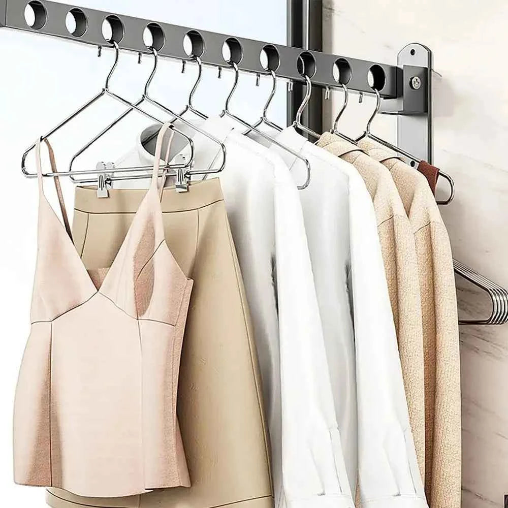 Étendoir à linge mural rabattable double barre pliable