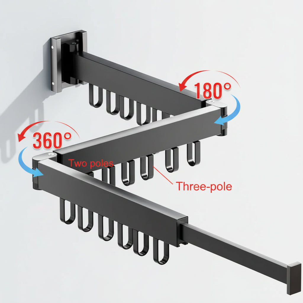 Étendoir à linge mural rétractable en aluminium pliable