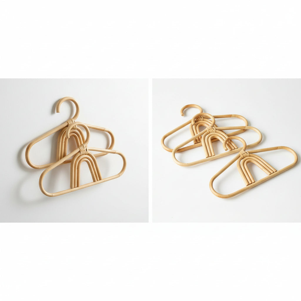 Cintre pour étendoir à linge en rotin naturel