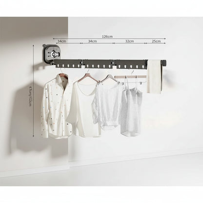 Étendoir à linge mural rétractable aluminium sans perçage
