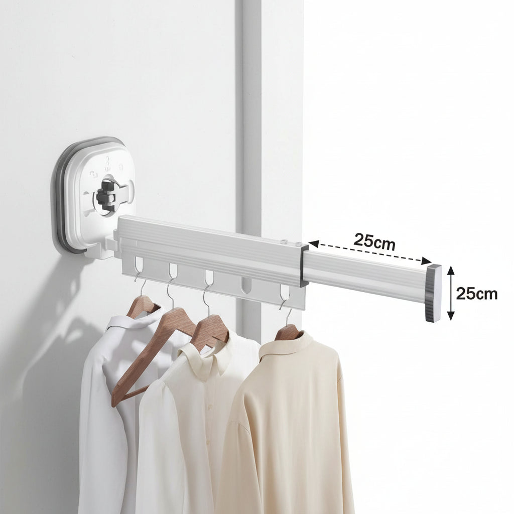 Étendoir à linge mural rétractable aluminium ventouse