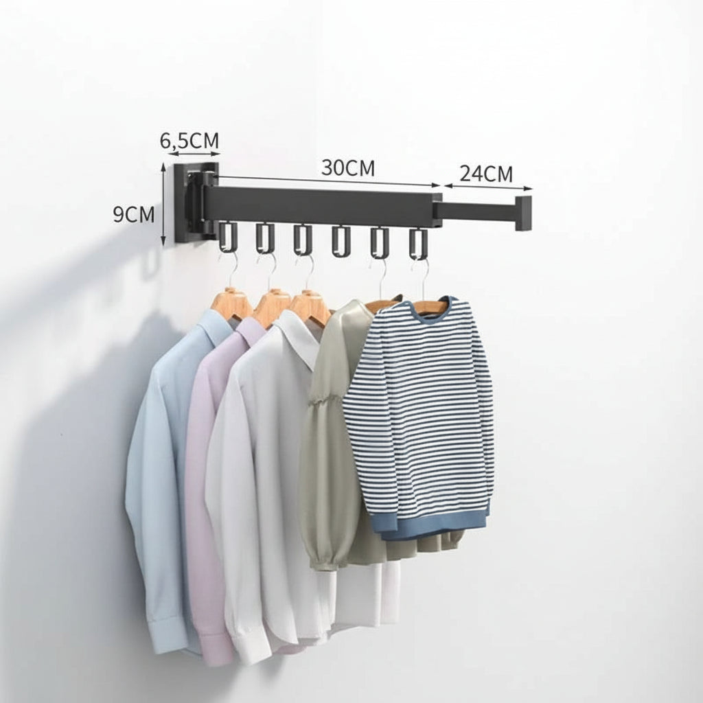 Étendoir à linge mural rétractable en aluminium pliable