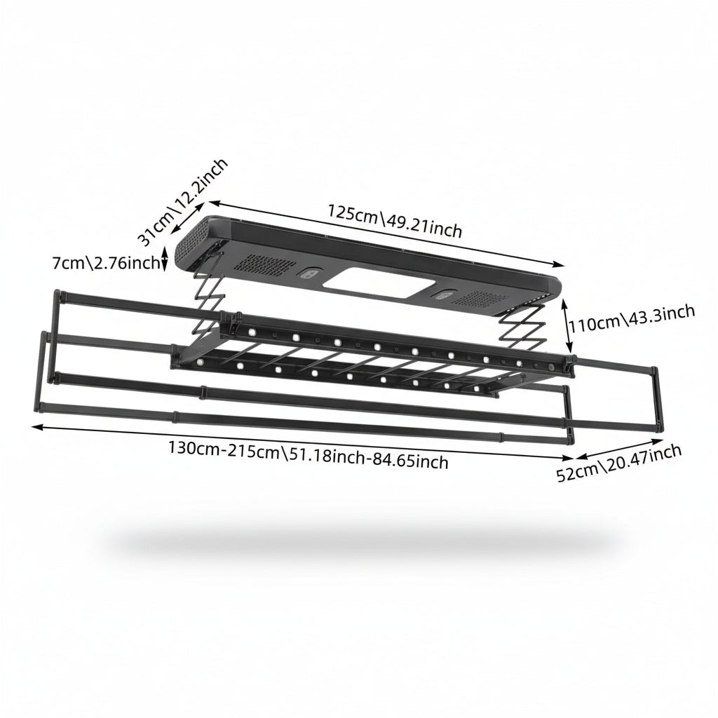 Étendoir à linge plafond électrique avec télécommande