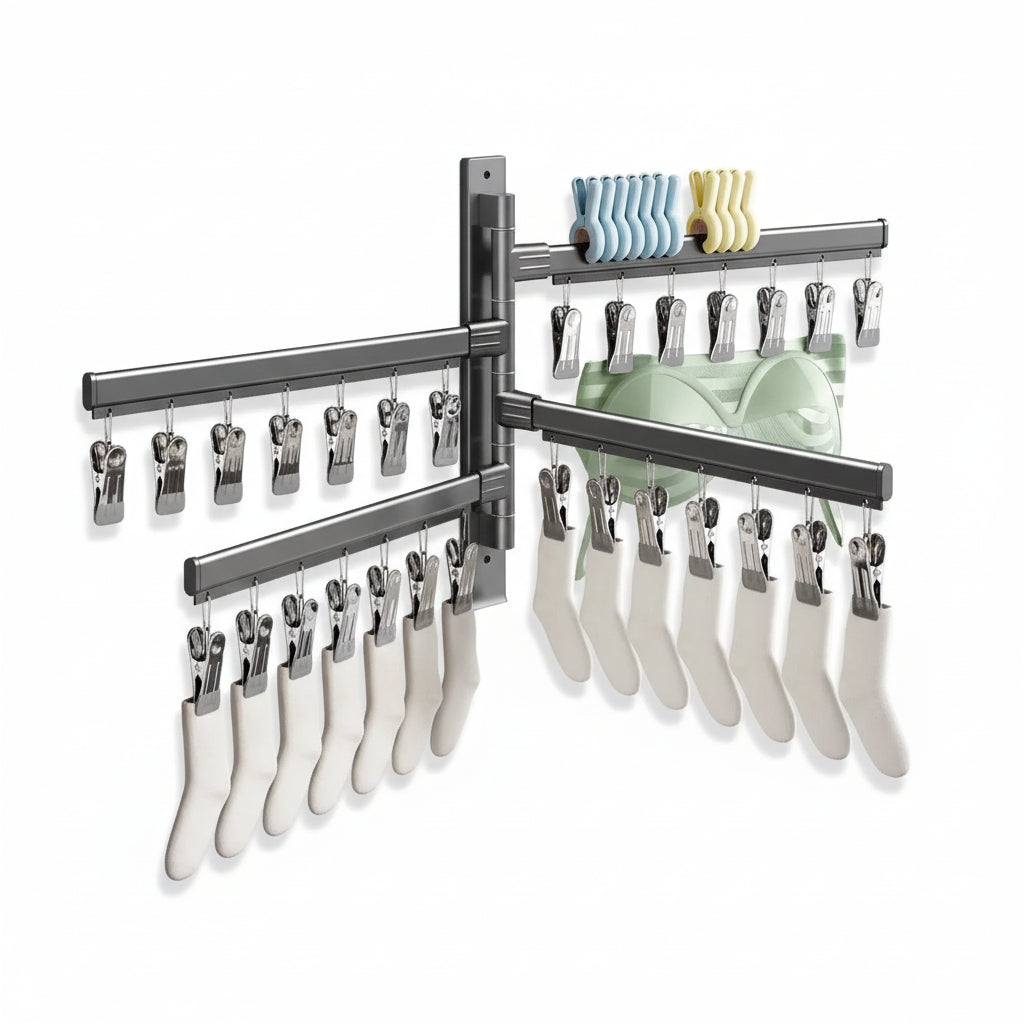 Étendoir à linge mural pliable en aluminium