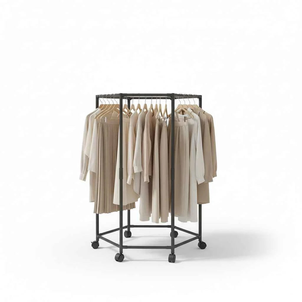 Étendoir à linge intérieur hexagonal à roulettes