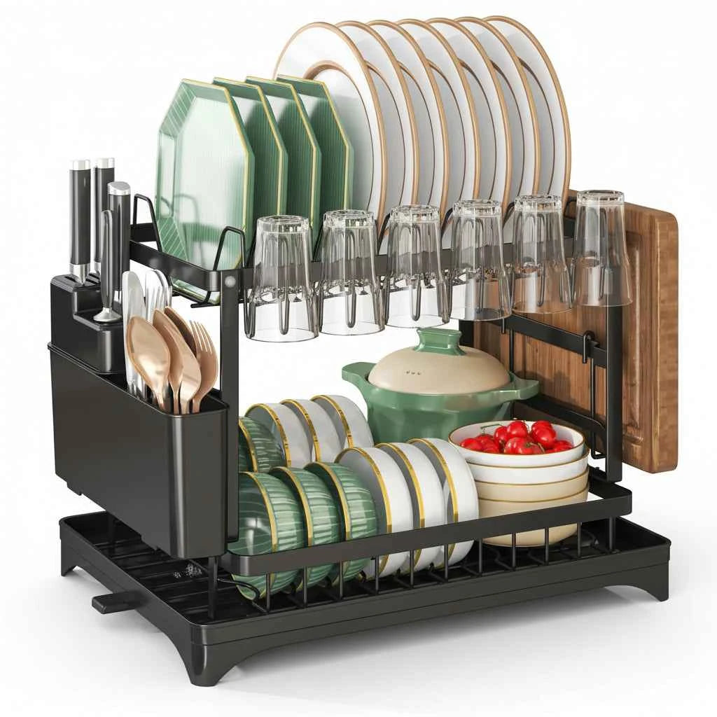 Étendoir à linge intérieur inox 2 niveaux