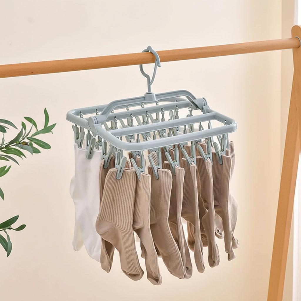 Petit étendoir à linge pliable 32 pinces