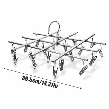 Petit étendoir à linge inox pliable à pinces