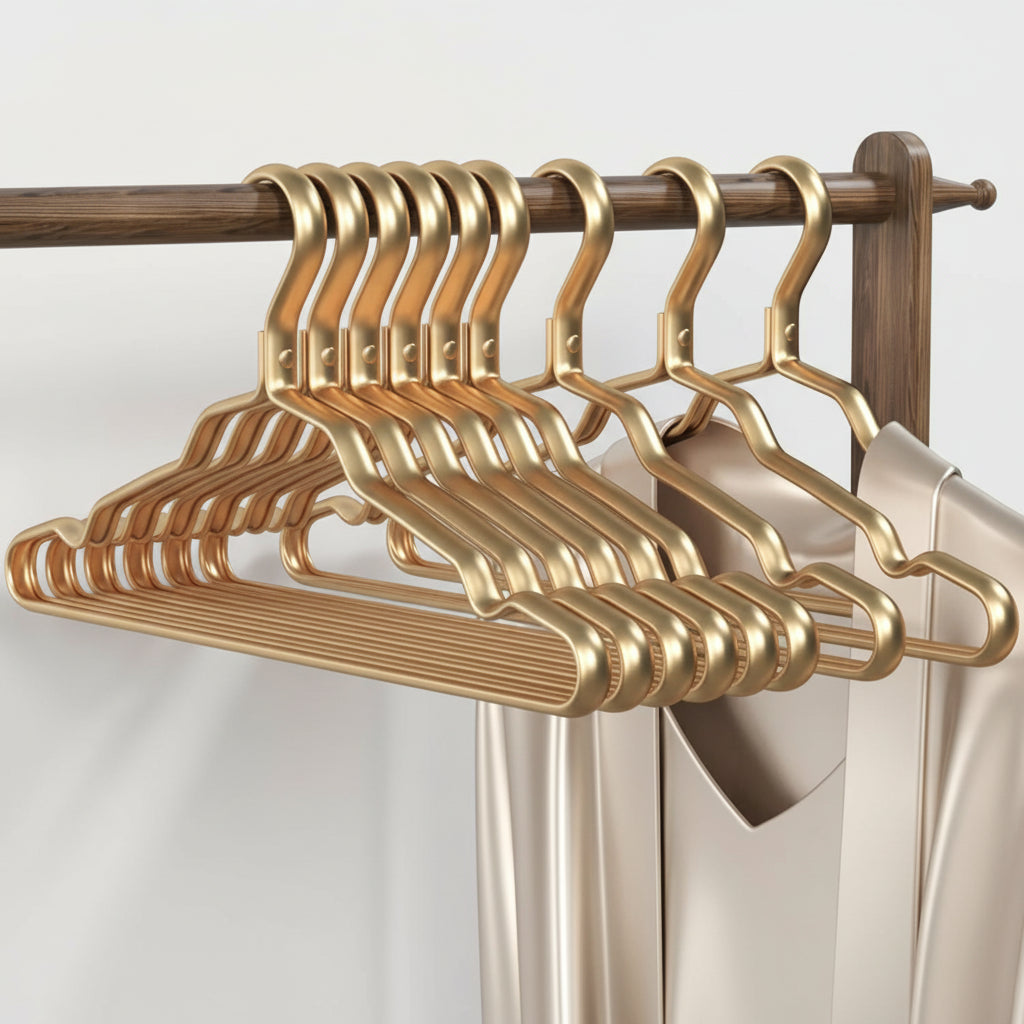 Cintre pour étendoir à linge aluminium doré