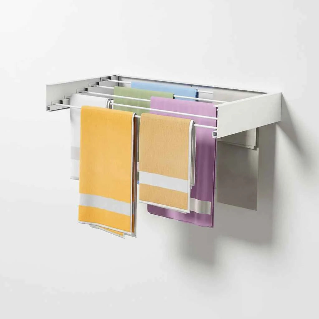 Étendoir à linge mural rabattable inox 5 barres