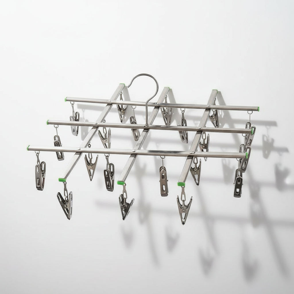 Petit étendoir à linge inox à pinces