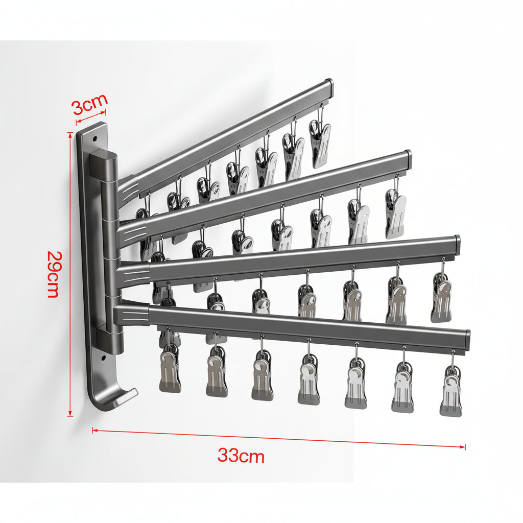 Étendoir à linge mural pliable en aluminium