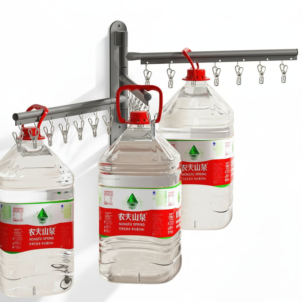 Étendoir à linge mural rabattable aluminium avec pinces