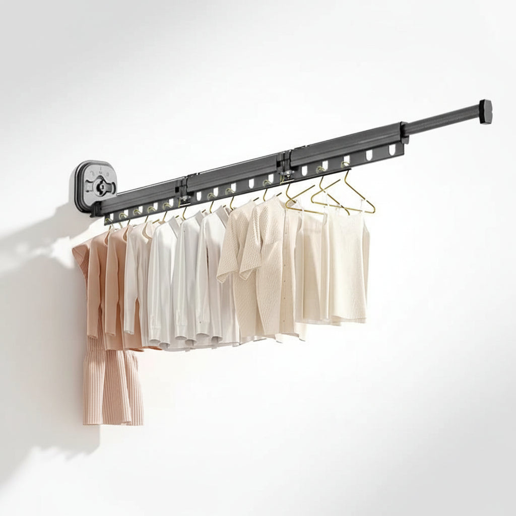 Étendoir à linge mural rétractable aluminium ventouse
