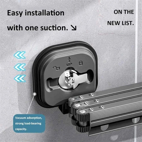 Étendoir à linge mural rétractable ventouses aluminium