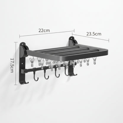 Étendoir à linge mural rabattable aluminium avec pinces