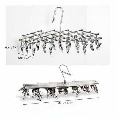 Petit étendoir à linge inox pliable à pinces