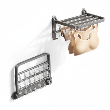 Étendoir à linge mural rabattable aluminium avec pinces