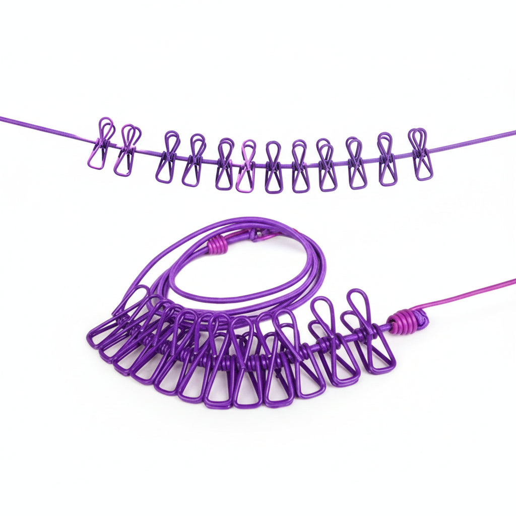 Fil pour étendoir à linge voyage avec 12 pinces