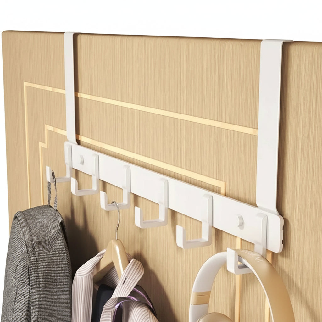 Étendoir à linge sur porte 6 crochets inox