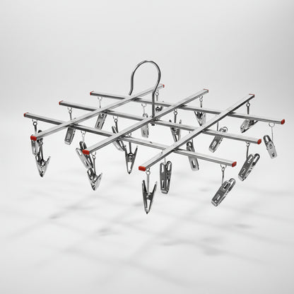 Petit étendoir à linge inox pliable à pinces