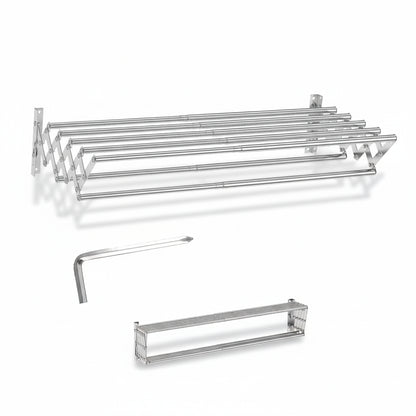 Étendoir à linge mural rétractable inox pliable