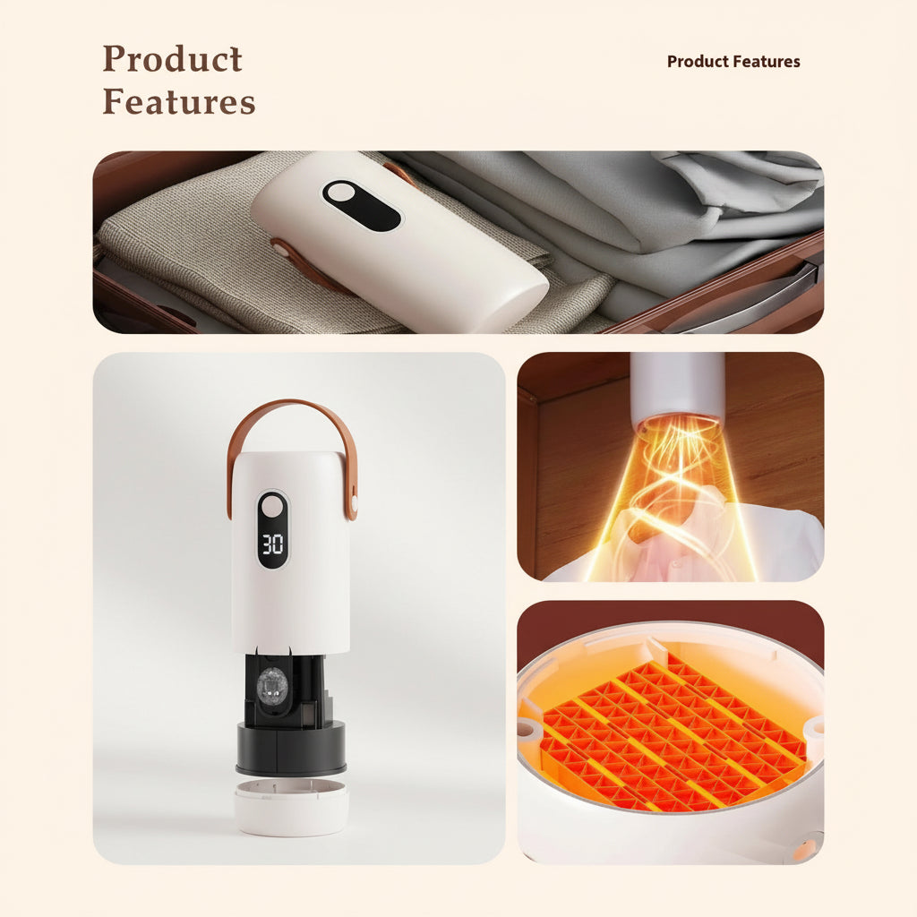 Étendoir à linge chauffant portable pliable