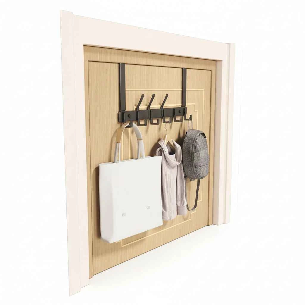 Étendoir à linge sur porte 6 crochets inox