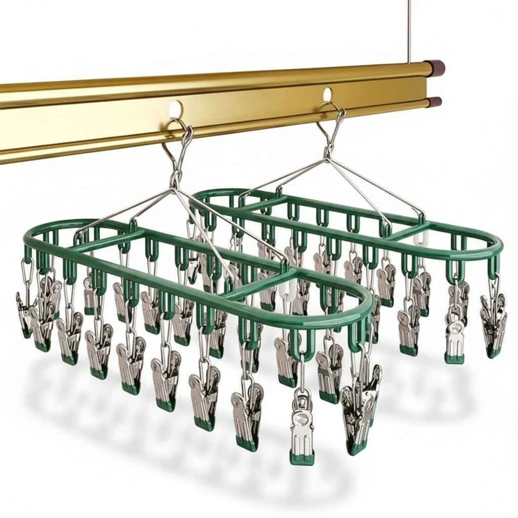 Petit étendoir à linge inox à pinces multiples