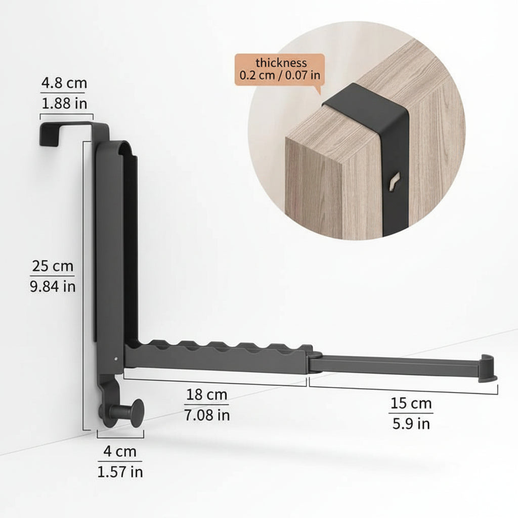 Étendoir à linge sur porte télescopique aluminium