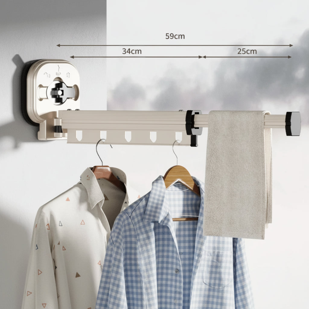 Étendoir à linge mural rétractable en aluminium