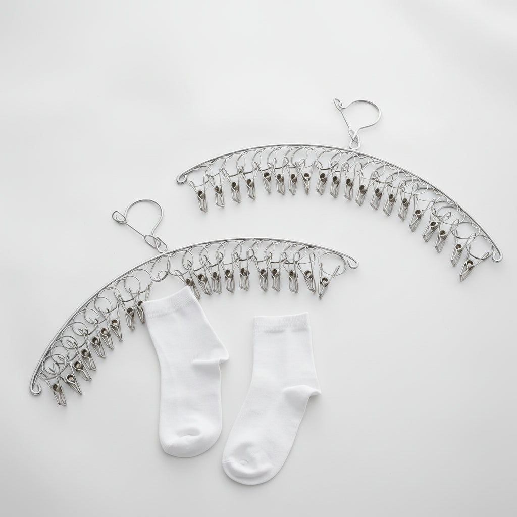 Cintre pour étendoir à linge inox avec pinces