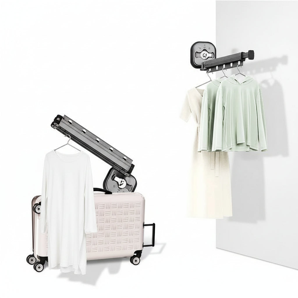 Étendoir à linge mural rétractable aluminium ventouse