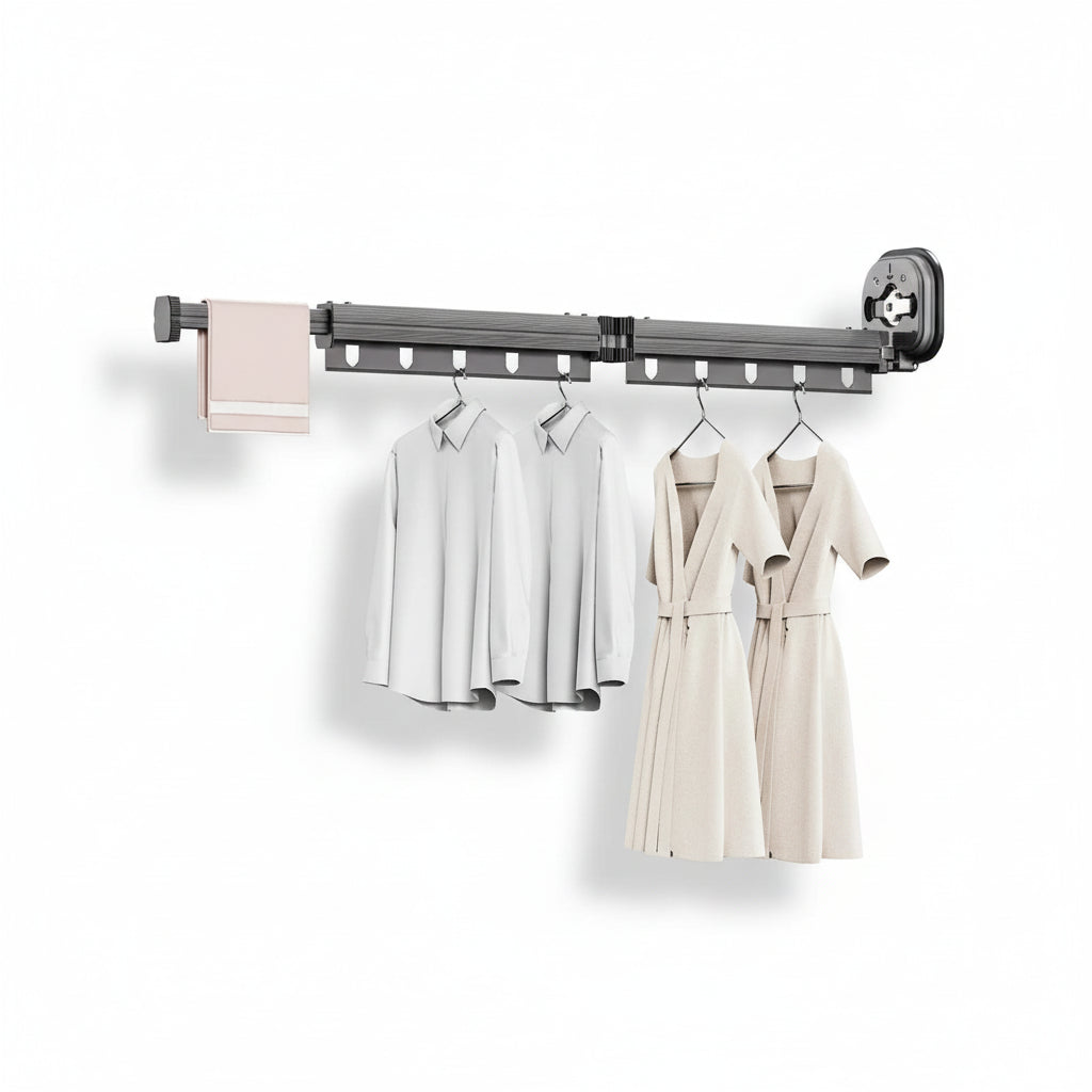 Étendoir à linge mural rétractable aluminium ventouse