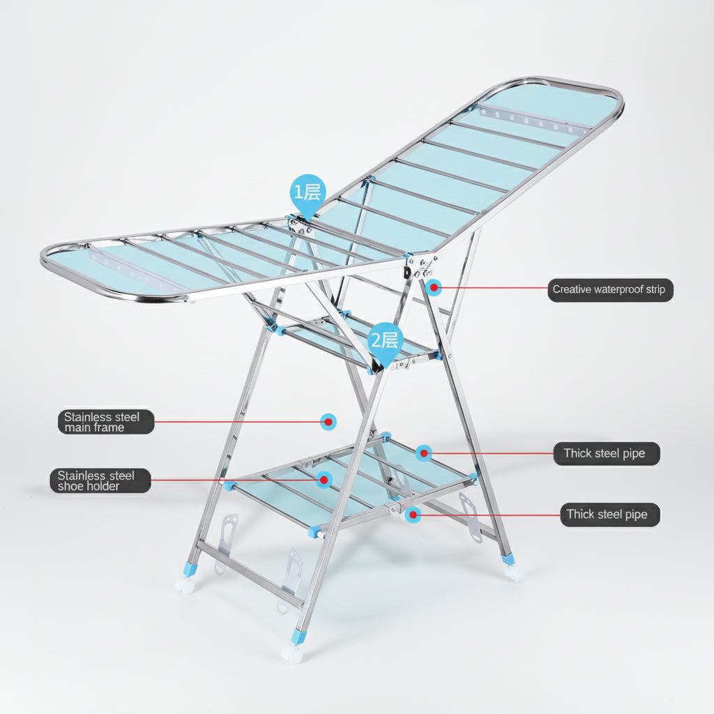 Étendoir à linge pliable inox intérieur extérieur